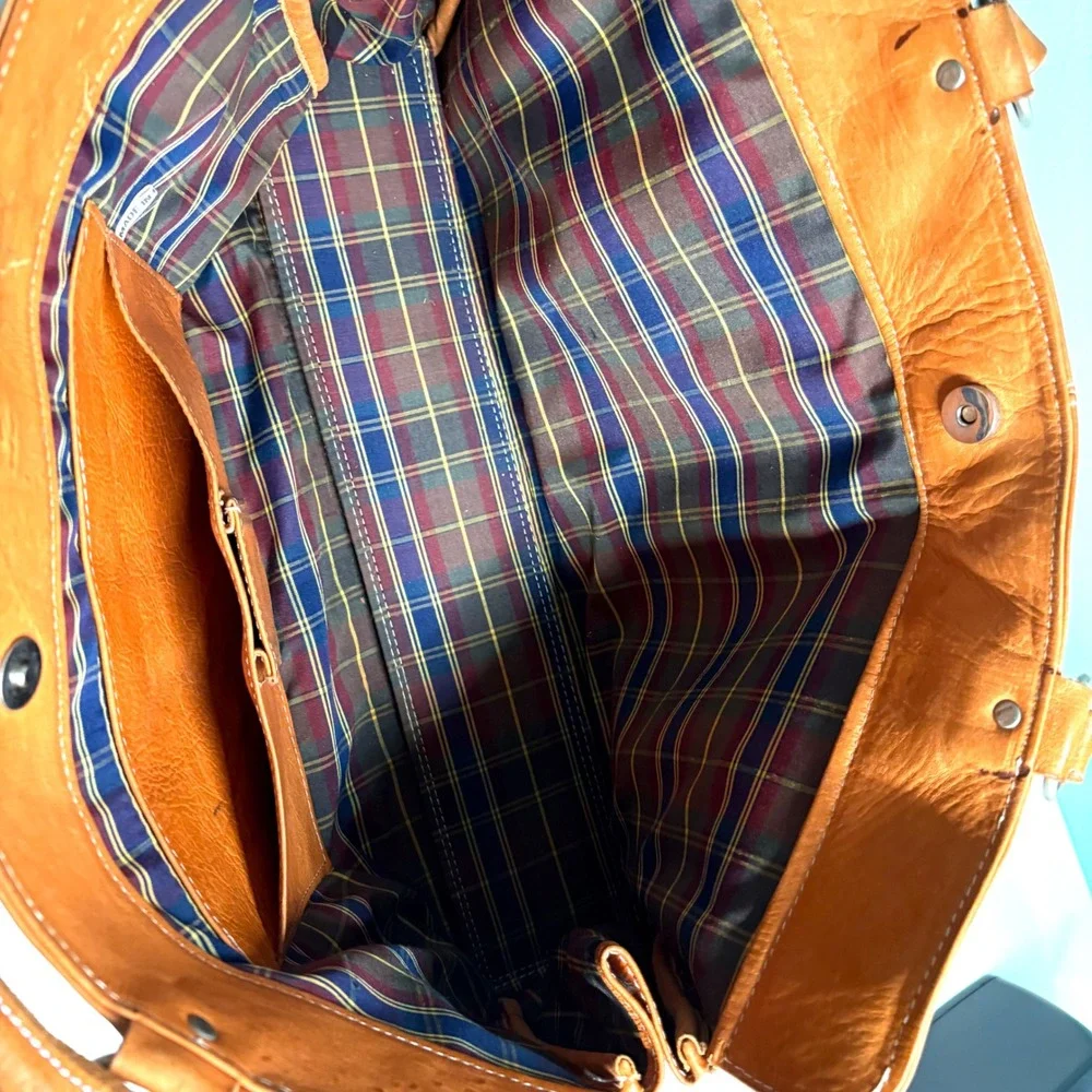 Sereno Women's‎ Orange Brown Leather Shoulder Tote